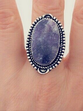 Adjustable Gemstone Statement Ring Overlay Sterling Silver Plated